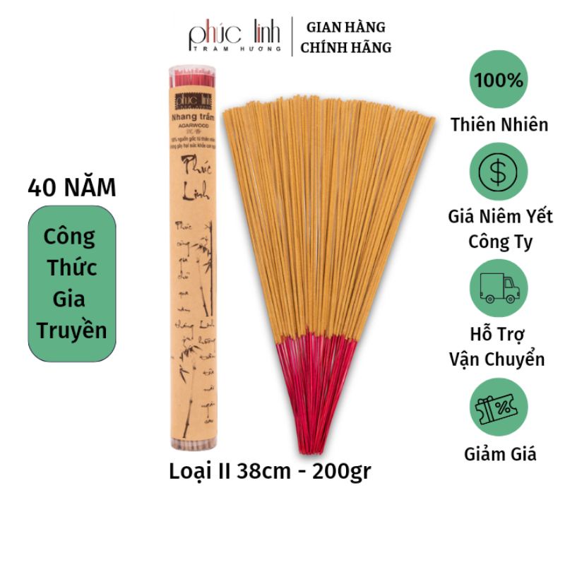Nhang Trầm Hương Sạch Nguyên Chất PHÚC LINH loại 2 | 30cm-38cm Nhiều TLượng
