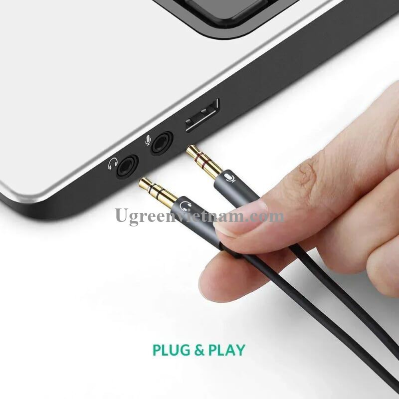 Cáp Chuyển Âm Thanh 3.5mm Sang 2 Đầu Mic và Tai nghe Ugreen 20899