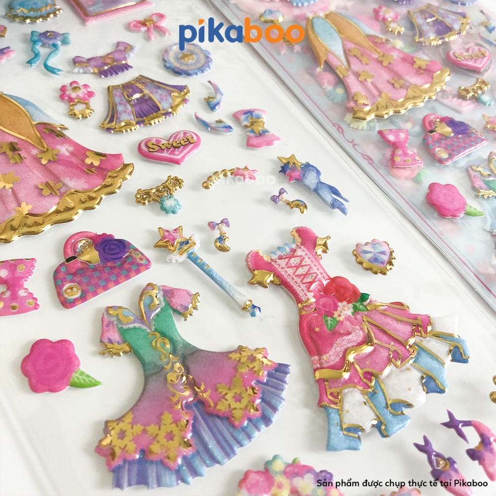 Đồ chơi sticker cho bé lắc kim tuyến lấp lánh siêu đẹp Pikaboo miếng dán 3D xịn xò mẫu mã đa dạng chất liệu PVC an toàn
