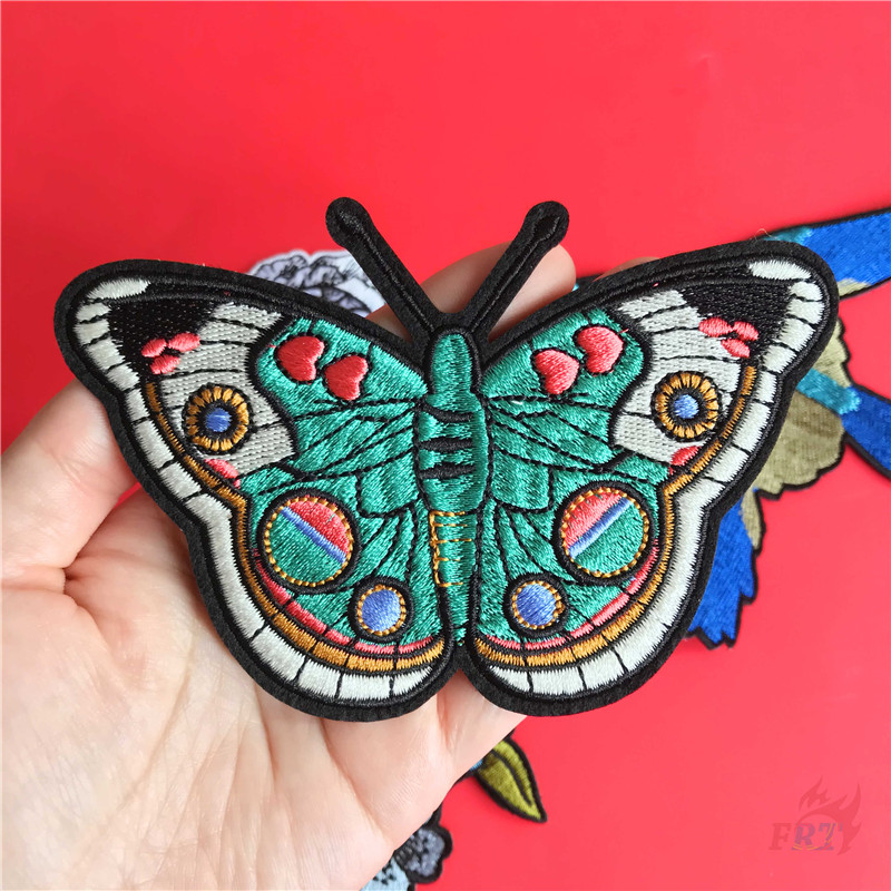 ☸ Sticker Ủi Thêu Hình Chim &amp; Hoa Có Mùi Thơm ☸ 1 Huy Hiệu Ủi Thêu Hình Chim Bướm Xanh