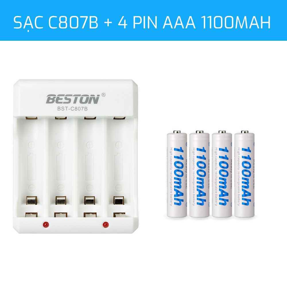 [Chính Hãng] Combo Sạc BESTON C807B Kèm Pin AA 3000mAh - BH 1 Đổi 1