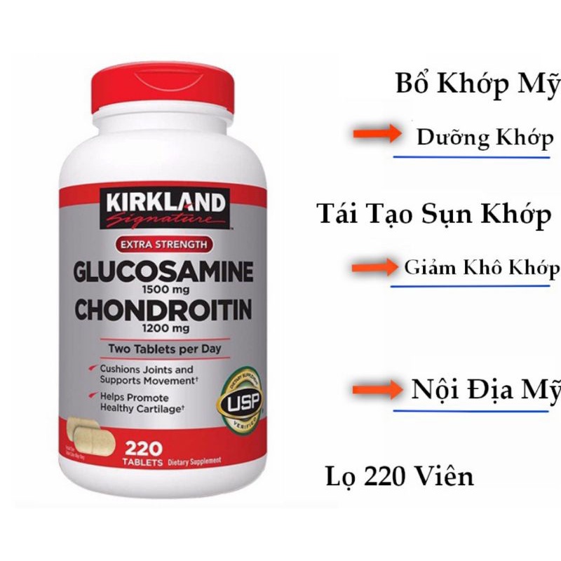 Glucosamine, Viên uống bổ khớp Glucosamine Kirkland HCL 1500mg