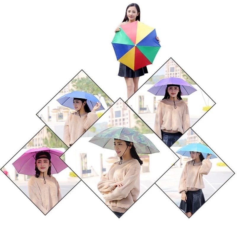 Dù Đội Đầu Chống Nắng Mưa/Nắng Nhiều Màu Thiết Thực Cho Hoạt Động Ngoài Trời