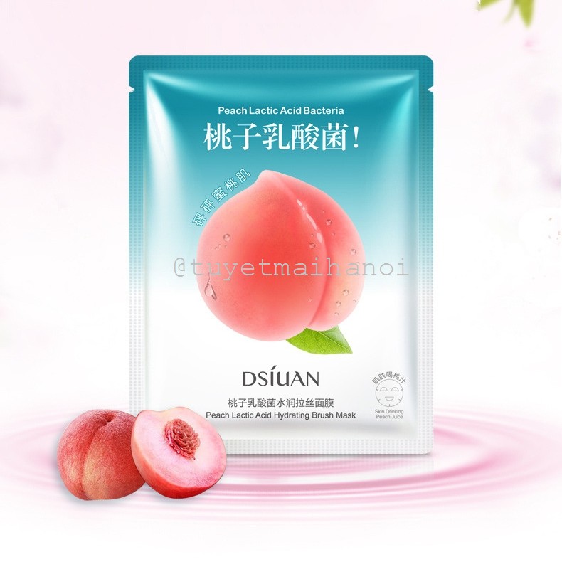 Combo 10 mặt nạ quả Đào DSIUAN dưỡng ẩm, chống lão hóa da - Peach Lactic Acid Bacteria Mask