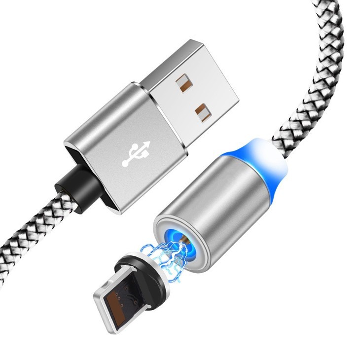 [ BÁN NHIỀU NHẤT ]Cáp sạc từ hút nam châm đầu Iphone | micro USB | Type C xoay 360 độ dây dù,có LED cao cấp