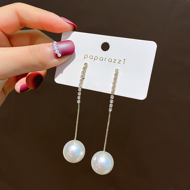 Khuyên tai mạ bạc 925 đính ngọc trai nhân tạo phong cách Hàn Quốc sang trọng