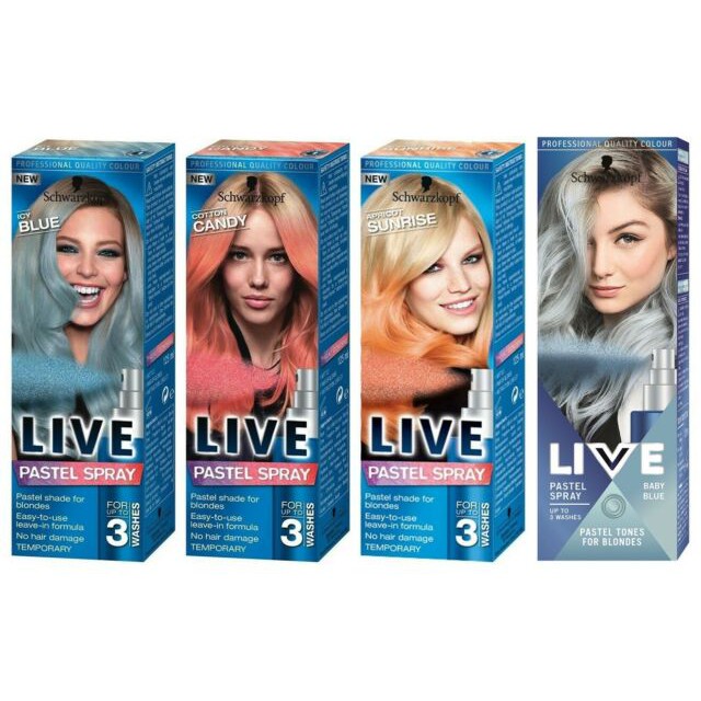 Xịt nhuộm tóc tạm thời nhiều màu Schwarzkopf Live Colour Temporary Pastel Spray 125ml