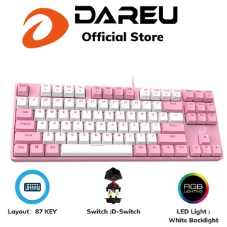 Bàn phím cơ gaming dareu ek87 pink