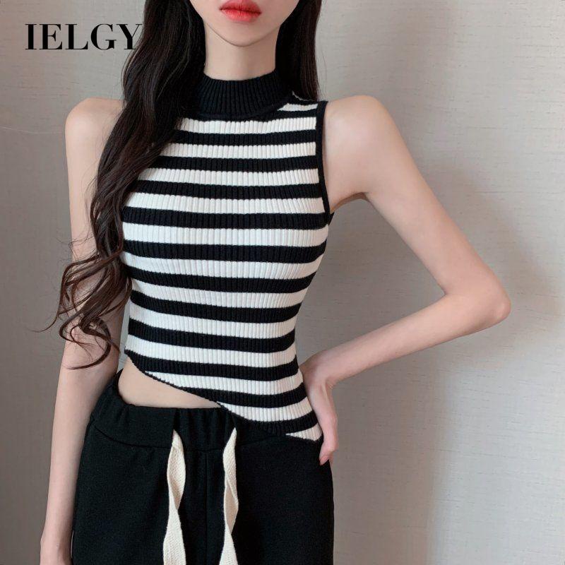 Áo sát nách dệt kim IELGY họa tiết sọc thời trang cho nữ