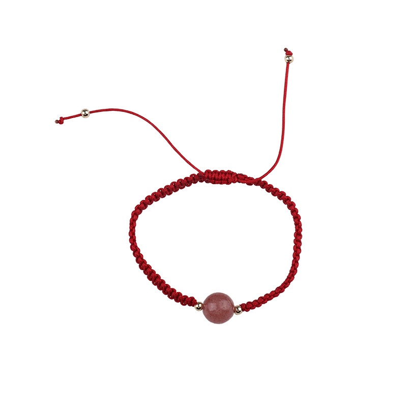 Vòng tay sợi dệt màu đỏ hạt pha lê may mắn