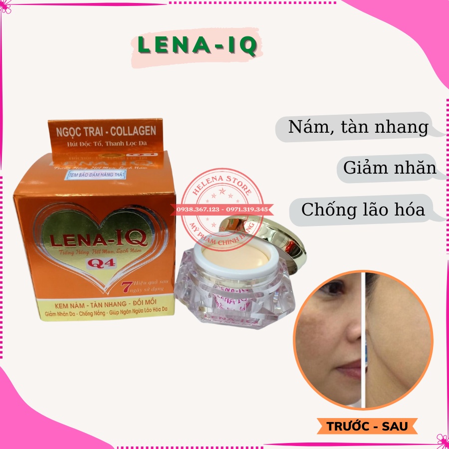 Kem Lena IQ Q4, Kem Nám, Tàn Nhang, Đồi Mồi, Chống Lão Hóa, Chống Nhăn, Chống Nắng 20g - Mỹ Phẩm Chính Hãng Sỉ Và Lẻ