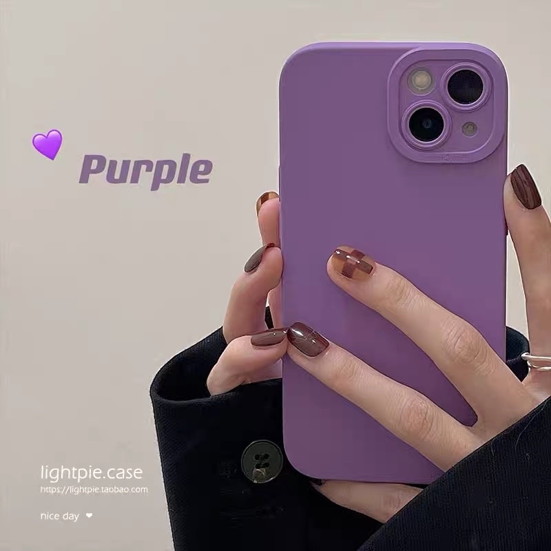 Ốp lưng ip pro camera chống bẩn màu tím purple viền vuông dành cho ip 7p/8p/x/xsm/11/11pm/12pm/13/13pm