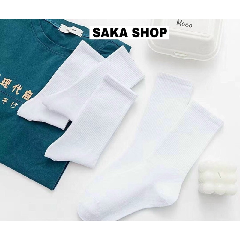 Vớ tất nam nữ trơn màu cổ cao phong cách ulzzang