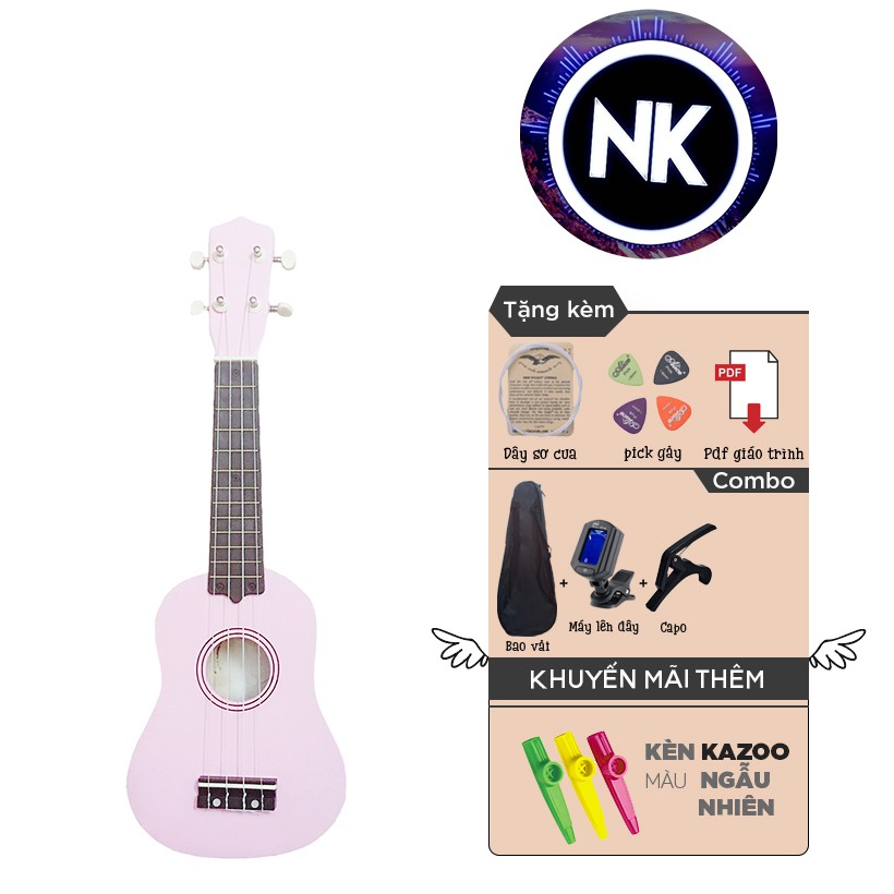 (MUA 1 ĐƯỢC 9) Đàn Ukulele Soprano 21" Full Phụ Kiện + Bao Vải + Capo + Tuner + Kèn Kazoo