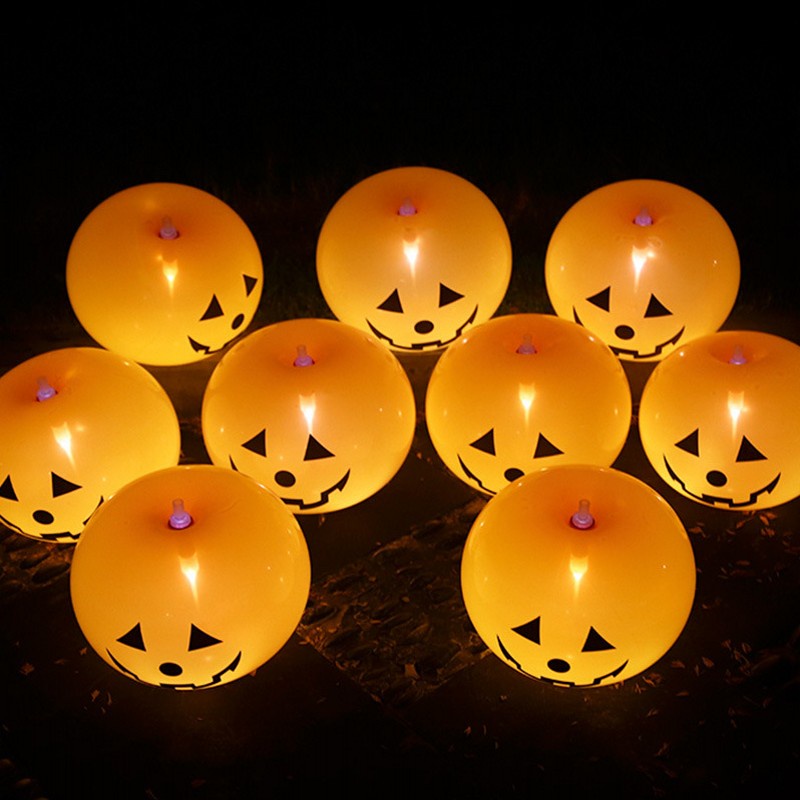 Set 5 Bong Bóng Bí Ngô Có Đèn LED Trang Trí Halloween