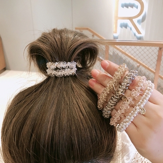Dây Cột Tóc Co Giãn Đính Pha Lê Lấp Lánh Phong Cách Hàn Quốc