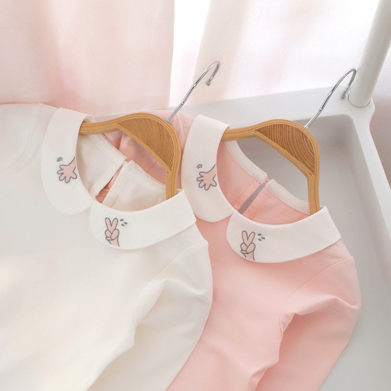 6197 áo dài tay bé gái cổ bèo chất cotton nỉ SP000194 Ảnh thật Rio chụp, hàng có sẵn kèm video SP000193