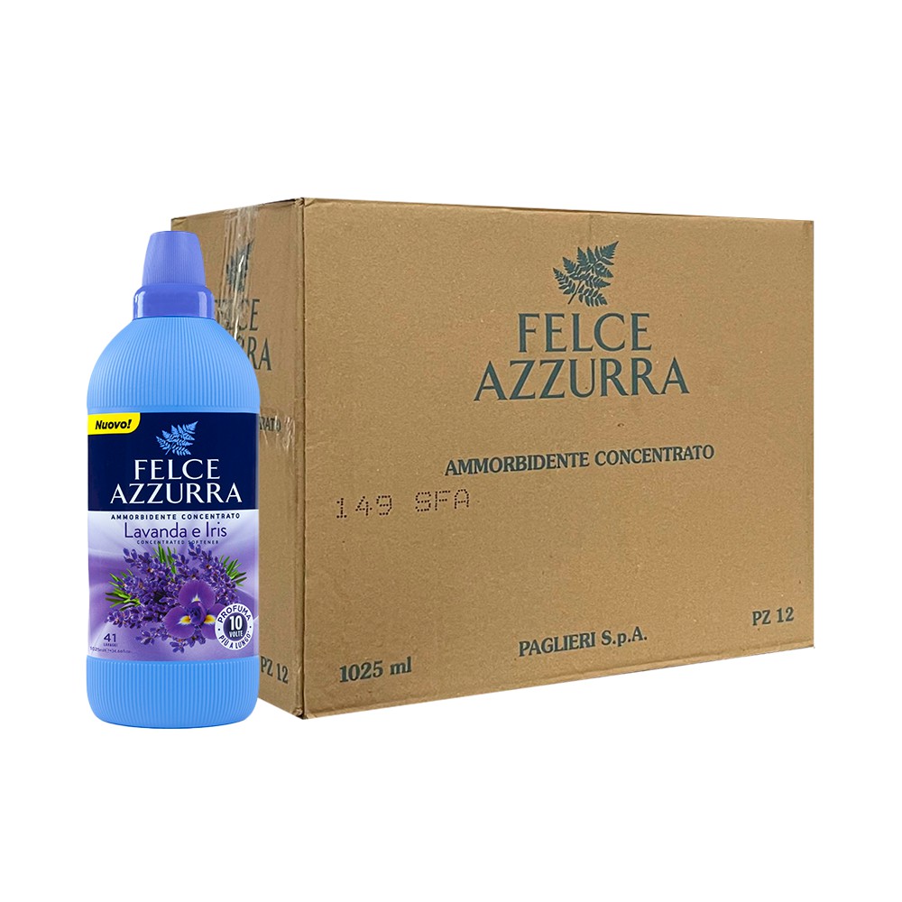 Thùng nước xả vải đậm đặc hương nước hoa Ý Felce Azzurra 1,025Lx12chai, thơm xạ hương trắng, oải hương, cỏ sả, phấn talc