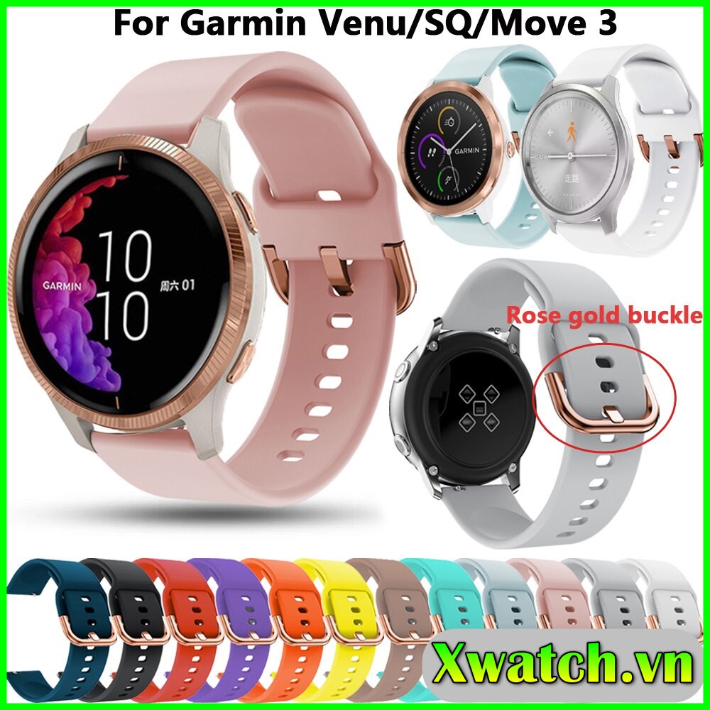 Dây đeo silicon 20mm cho Garmin Forerunner 55/158/245/245m/645/Vivoactive 3 Vivoactive 3 music VENU 2 Plus ...
