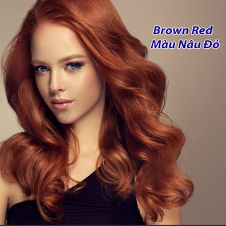 (2 gói màu nâu đỏ dùng thử) dầu gội nhuộm che tóc bạc USA US HAIR