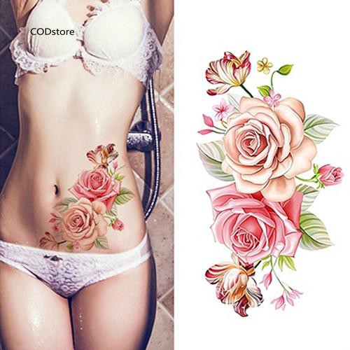 Hình Xăm Dán Tạm Thời Chống Nước Họa Tiết Hoa Mẫu Đơn