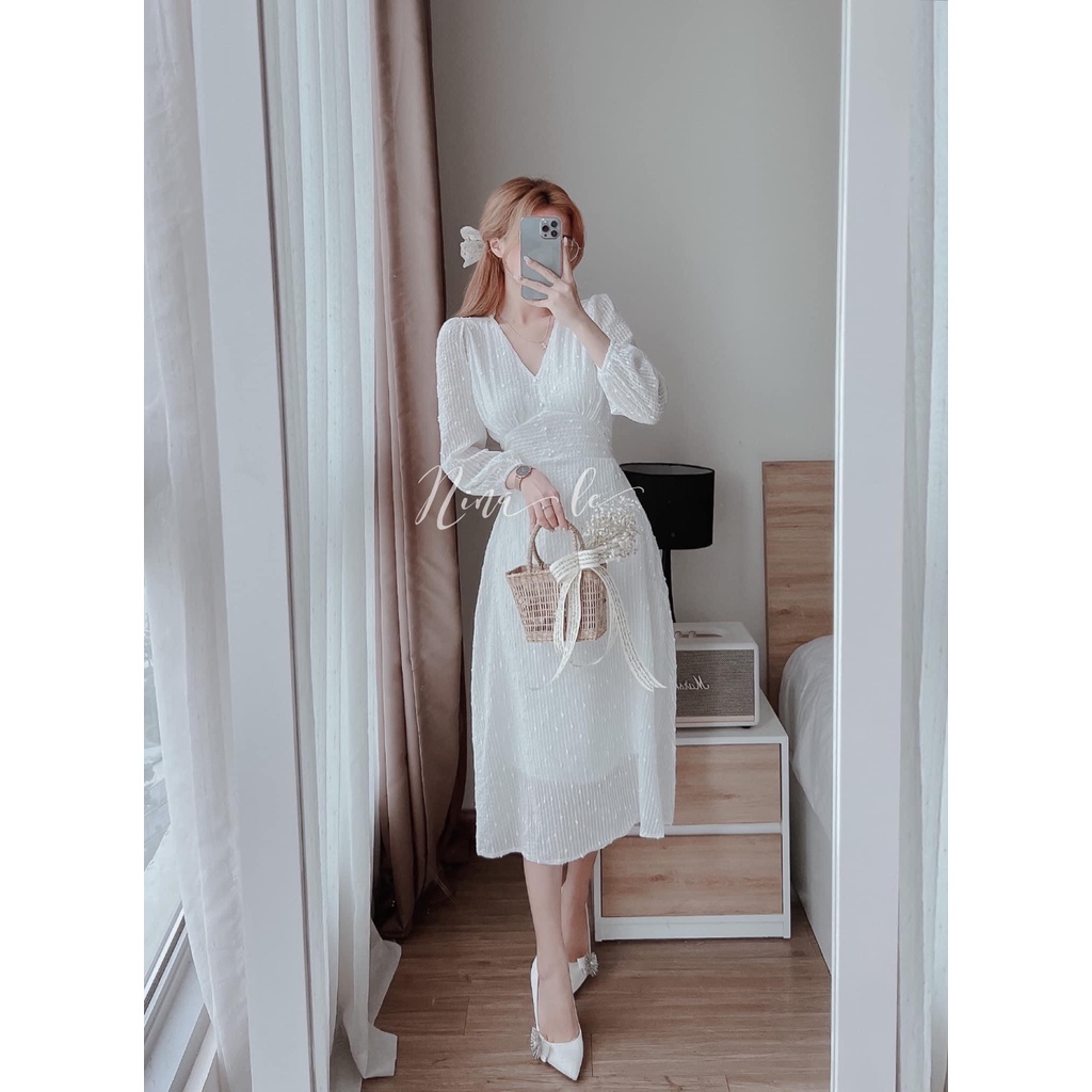 Váy ren bi 2 lớp đính ngọc,đầm dáng maxi cổ V in hoa, hàng thiết kế đẹp dáng dài,quà tặng 1dây tóc -Minxy shop