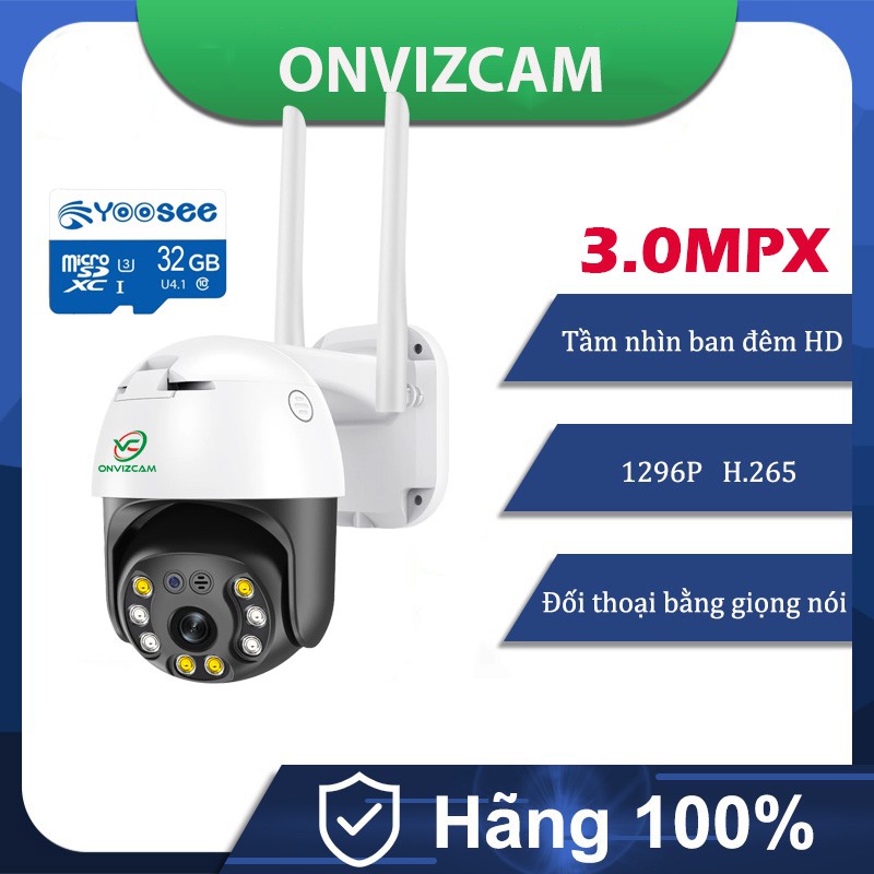 Camera WIFI PTZ Onvizcam HK30 1296P, 3.0MPX, đàm thoại, xoay 360 độ - Tặng kèm thẻ nhớ 32GB