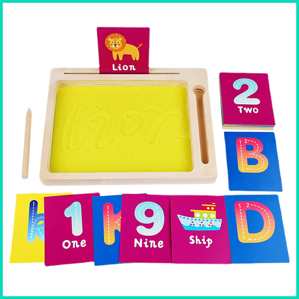 Khay cát montessori khay cát montessori có bút để viết chữ và số khả năng viết cát vàng hjuvn
