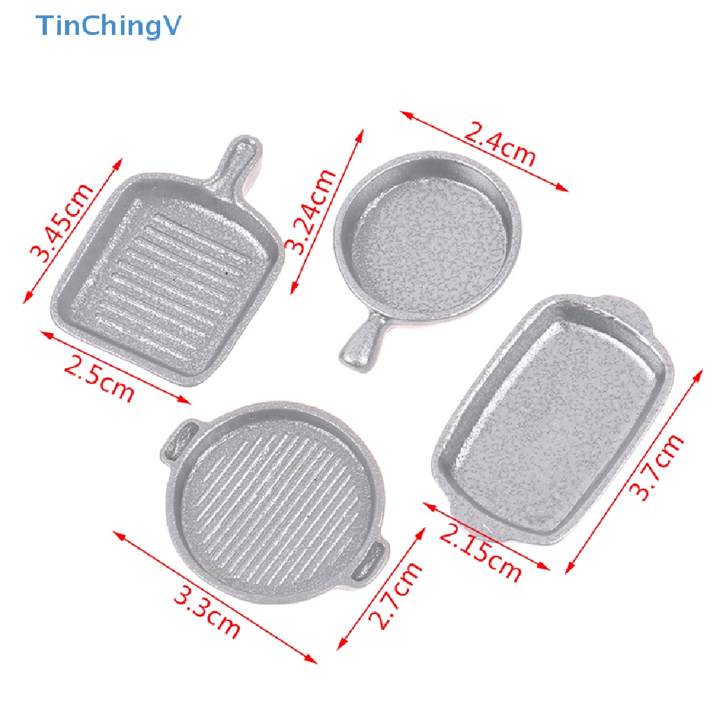 Bộ 4 Chảo Mini Tỉ Lệ 1: 12 Dùng Trang Trí Nhà Búp Bê