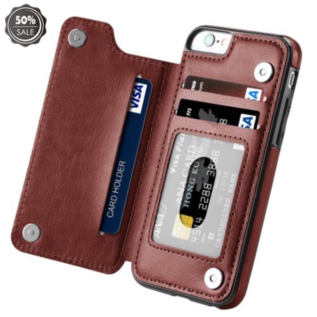 Bao da điện thoại nam châm kiêm ví đựng thẻ đa thẻ chống sốc cho iPhone X | BigBuy360 - bigbuy360.vn