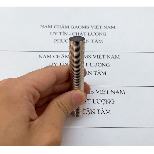 Nam châm Neodymium mạ Niken siêu mạnh GAOMS, kích thước phi 14 dày 1mm