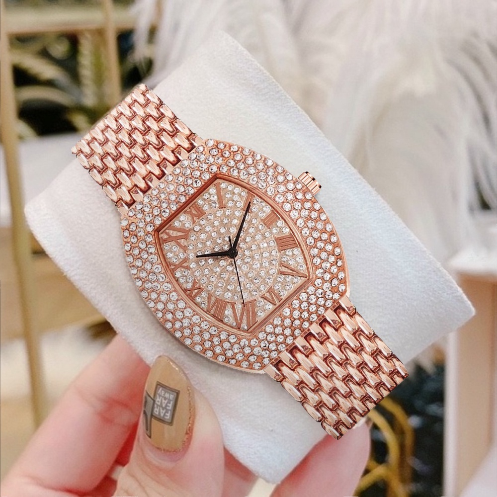 Full Diamond Women Watch Fashion Rhinestone Rose Gold Stainless Steel Band Ladies Quartz Watches