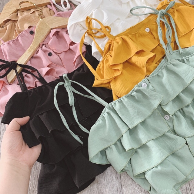 Áo hai dây bèo chất đũi đẹp