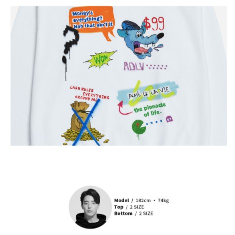 Áo Thun Dài Tay ADLV CARTOON SERIES WOFT SWEATSHIRT WHITE