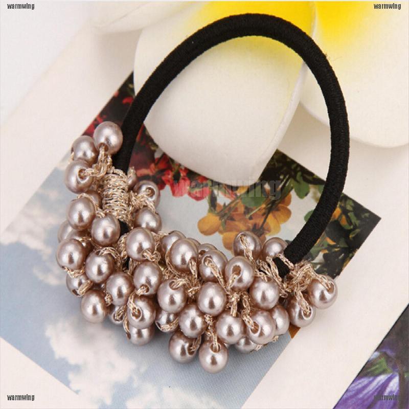 Bộ 2 Dây Cột Tóc Cao Su Co Giãn Đính Ngọc Trai Cho Nữ