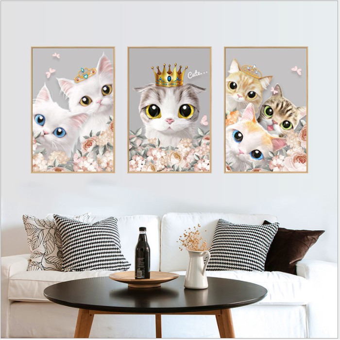 Decal dán tường trang trí - BỘ TRANH MÈO CON ĐÁNG YÊU CHO BÉ