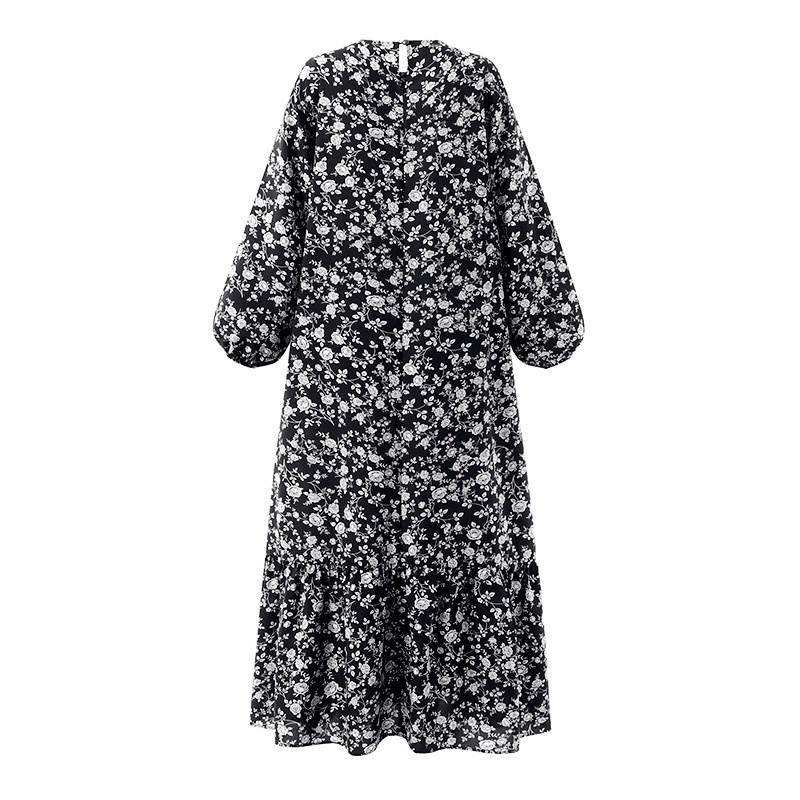Đầm maxi Zanzea dài cổ tròn in họa tiết hoa phong cách Vintage thời trang cho nữ