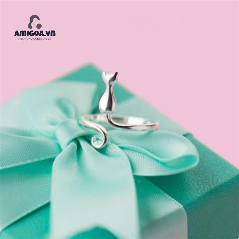 ✨✨Nhẫn Bạc Mèo Con Cực Xinh Đính Đá