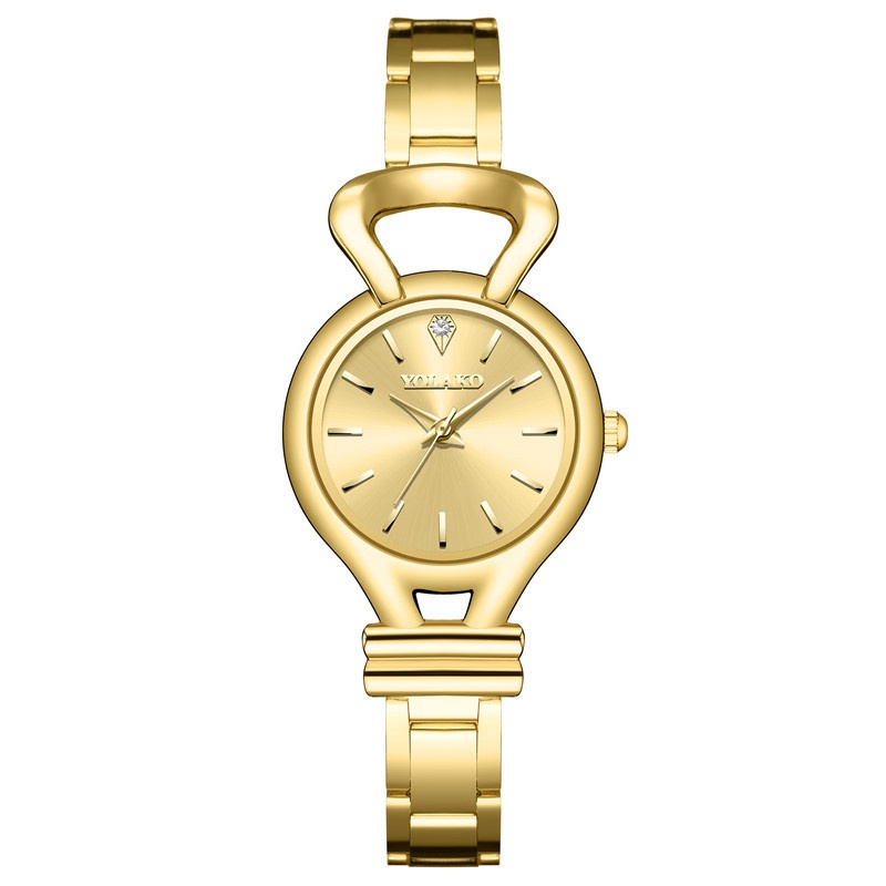 Đồng Hồ Quartz Nữ Dây Lưới Thép Không Gỉ Mạ Vàng Thời Trang