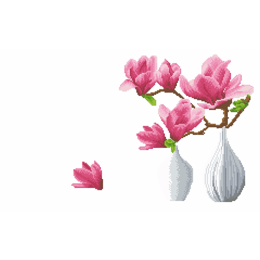 Tranh đính đá đồng hồ bình hoa.KT:68x50cm,tranh gắn đá chưa gắn.