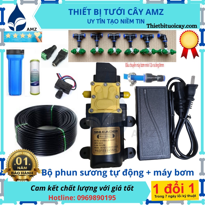 Máy Tưới Phun Sương Tưới Lan, Cây Cảnh Hẹn Giờ Tưới Tự Động Ống 8mm