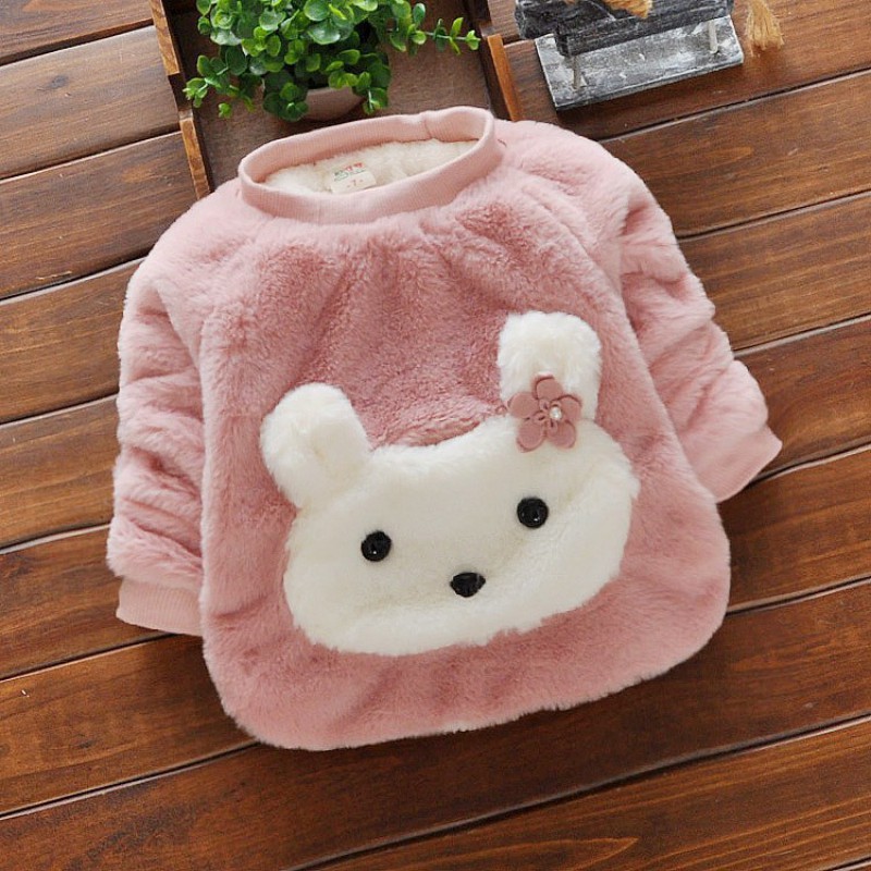 Áo Sweater Vải Nhung Ấm Áp Thời Trang Mùa Đông Cho Bé Gái