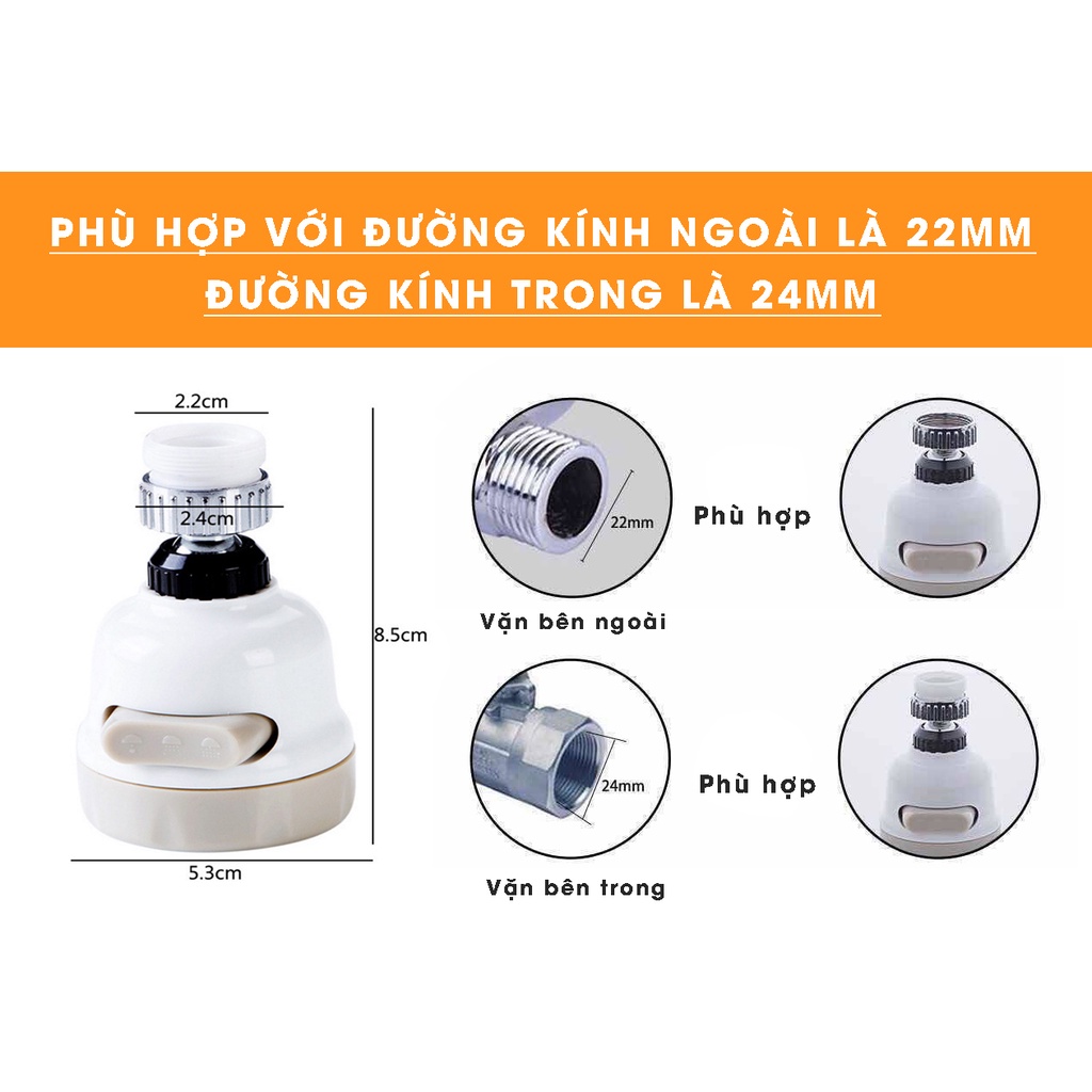 Đầu Vòi Nối Rửa Bát Có Cánh Quạt Tăng Áp Lực Nước Mạnh Khóa Tiện Lợi, Xoay 360 Độ Có Thể Kéo Dài Cho Bồn Rửa Chén