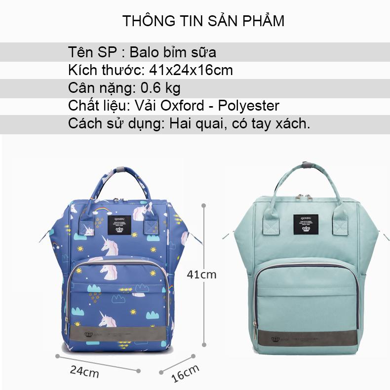 Balo bỉm sữa đa năng cho mẹ và bé đi ra ngoài có ngăn giữ nhiệt bình sữa, chống nước, mẫu mới 2022 kích thước 41x24x16cm