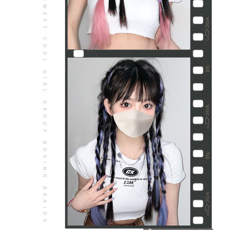 Dây Bện Tóc Giả Hai Đầu Bện Tự Nhiên