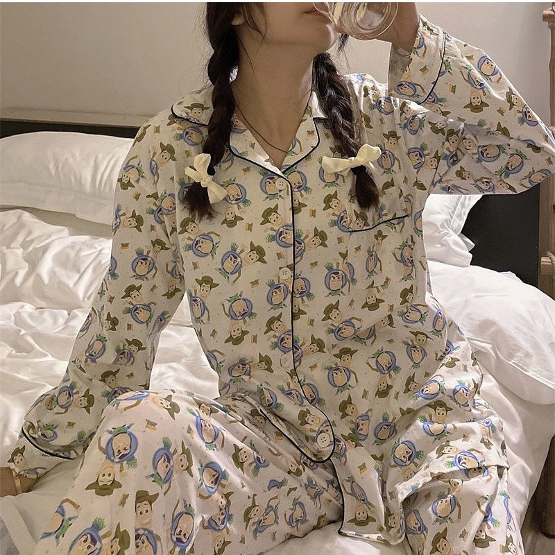 Hoạt Hình Bộ Đồ Ngủ Tay Dài In Hình Hoàng Tử Dễ Thương Thời Trang Cho Nữ