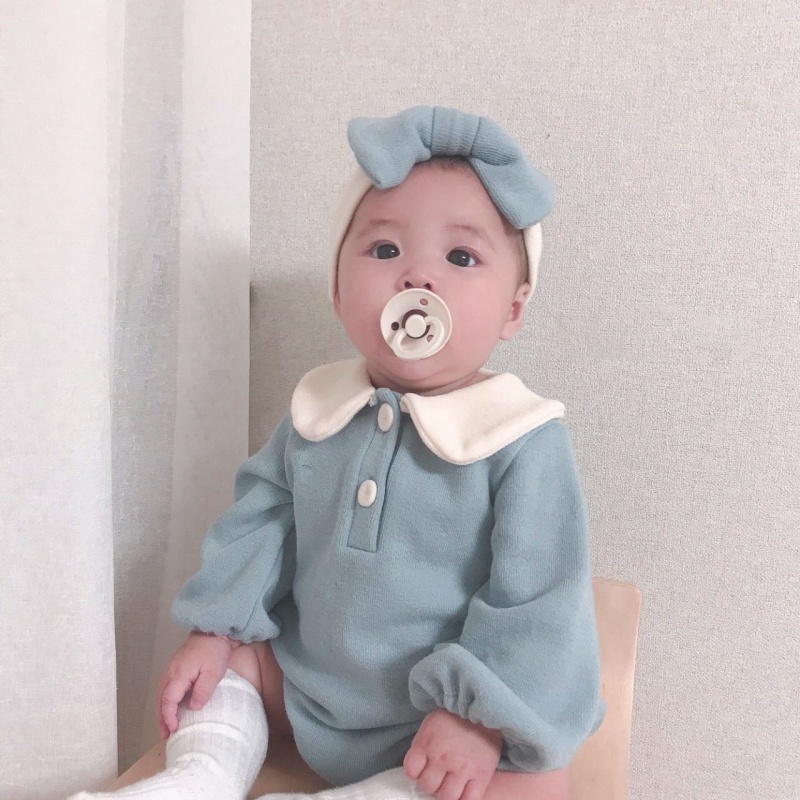 Bộ áo liền quần với băng đô dễ thương cho bé 0-24 tháng tuổi