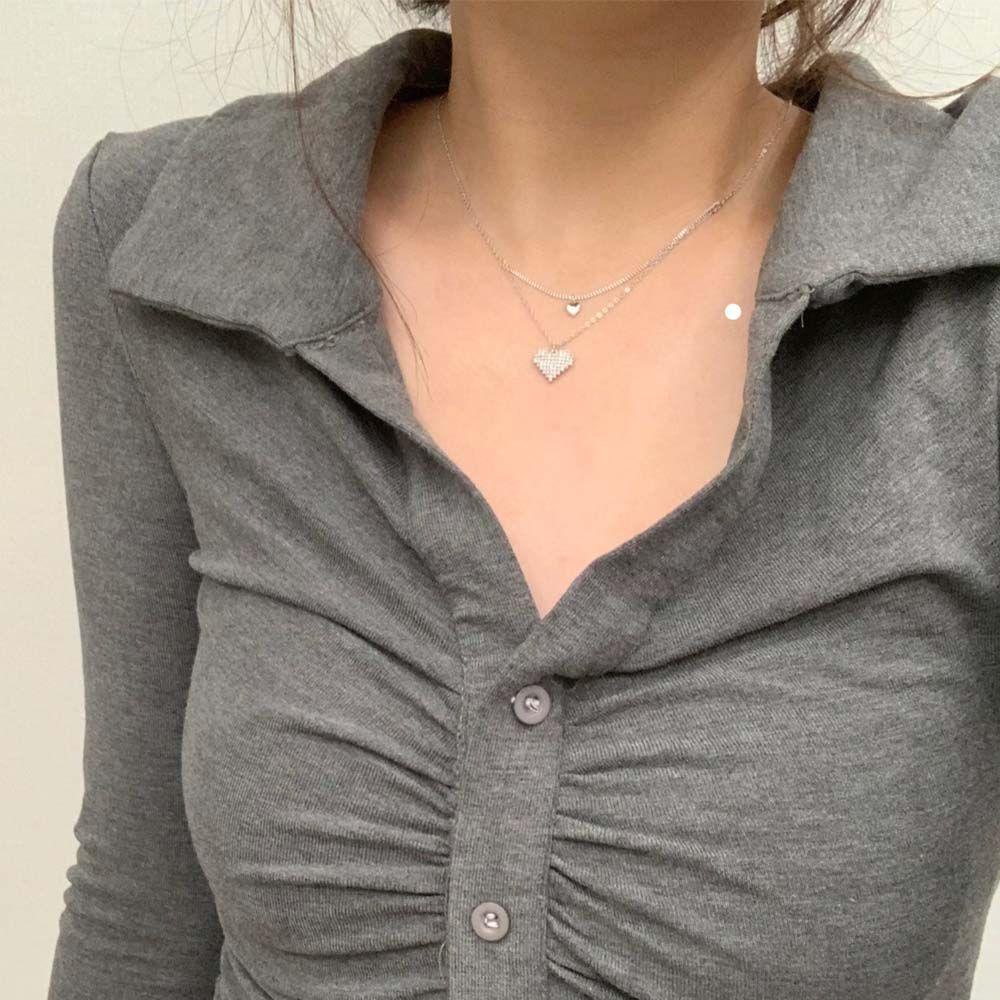 Vòng Cổ Choker Hai Lớp Bằng Hợp Kim Hình Trái Tim Ngọt Ngào Thanh Lịch VANES1 Dành Cho Bạn Nữ