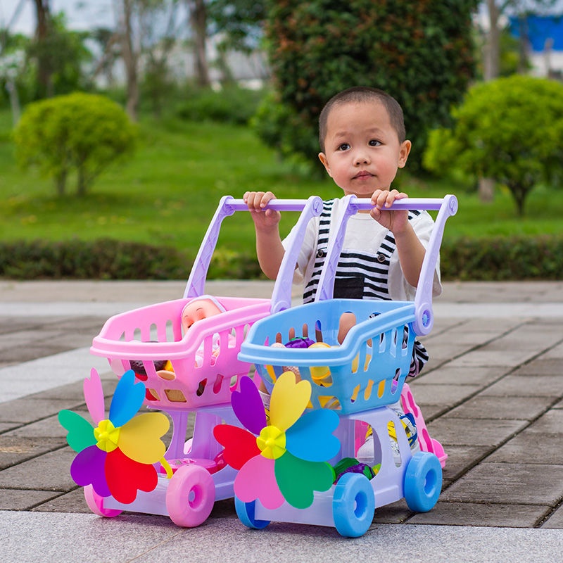 ♟♛❧Xe đẩy trẻ em đồ chơi cô gái cắt trái cây mô phỏng hai lớp nhà bé bếp