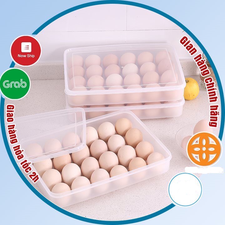 Hộp đựng trứng 24 quả có nắp đậy nhựa Việt Nhật, khay bảo quản trứng không bị vỡ chắc chắn HT 6786